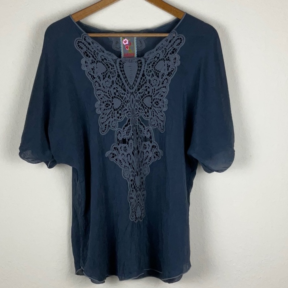 JOHNNY WAS Embroidered Boho Blouse Top Small